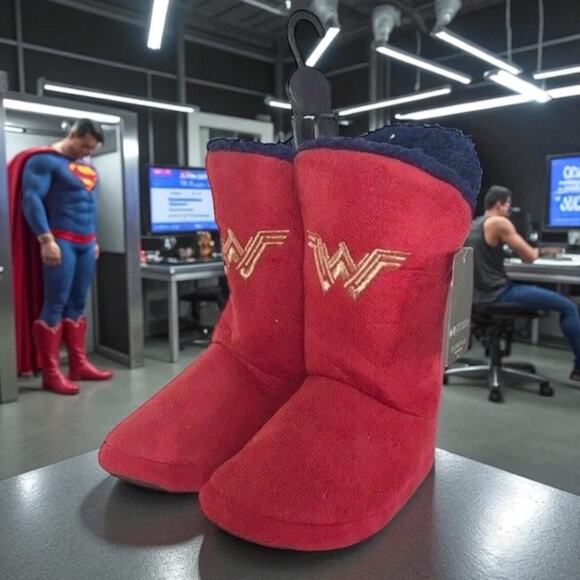 Wonder Woman NEW Women's XS 3-4 Faux Sherpa Slipper Boots Bioworld DC Comics - Picture 1 of 8